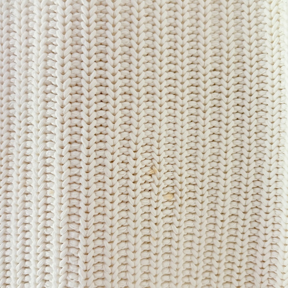 J. Crew Sweater Crew Neck Large Ivory Shaker Stitch Cotton Chunky Knit Raglan - Picture 9 of 12